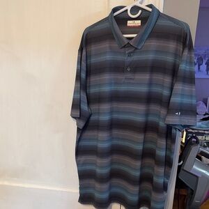 Grand Slam Men's Polo Shirt - Blue, Grey and Black Stripes